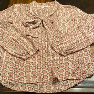 Loft medallion neck tie blouse